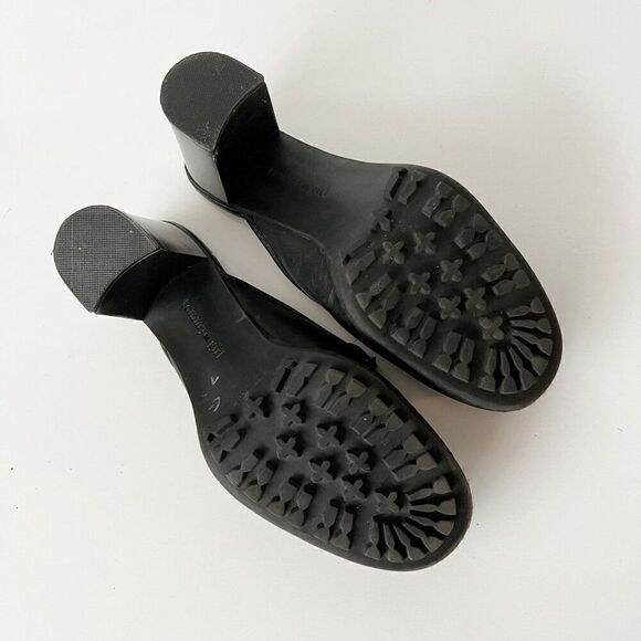 Vintage 90s Y2K Black Leather Schoolgirl‎ Mules Tommy Heeled Loafers Size 7.5 - Picture 7 of 9